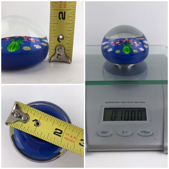 Perthshire 1984A Flower Pot Lampwork Flowers in Vase Millefiori Cane Paperweight - Picture 8 of 11